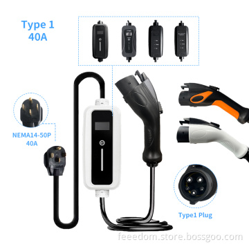 Portable EV Charger Gun 40a SAE Mode 2 Charger Charging Charging Cable